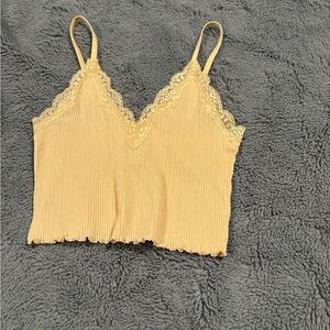 Forever 21 Cream Lace Trim Tank Top
